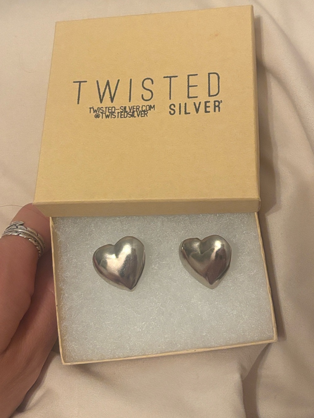Heart Stud Earrings - Silver